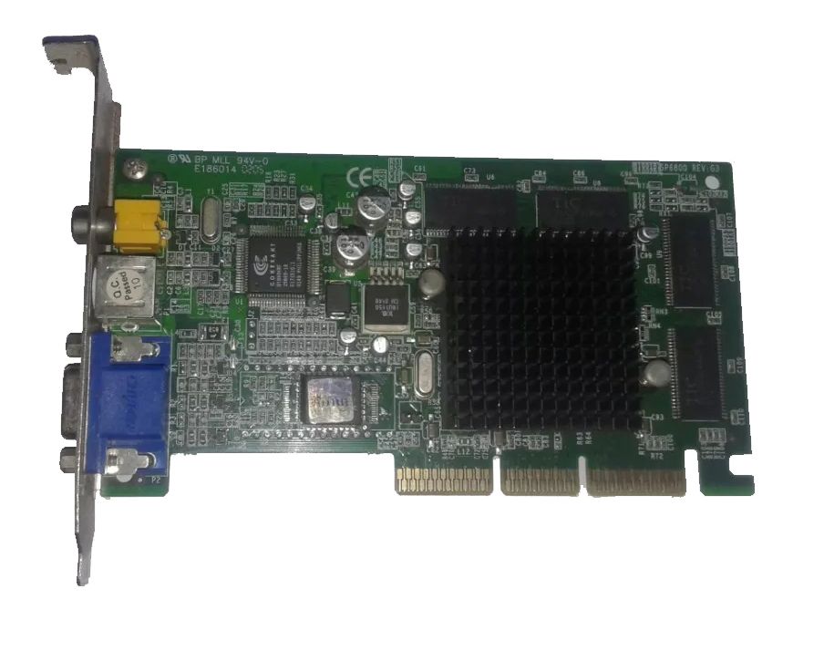 Grafische kaart nVidia GeForce2 MX200 32MB SDR AGP 4x VGA S-VIDEO COMPOSIET NV11 Board Sparkle S6200